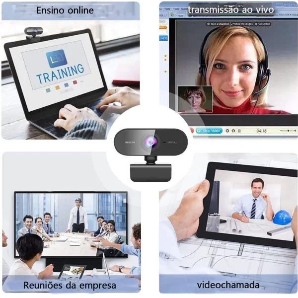Webcam Full HD 1080p com Microfone Embutido - Widescreen USB, Ideal para Videoconferências e Chamadas Online - Imagem 3