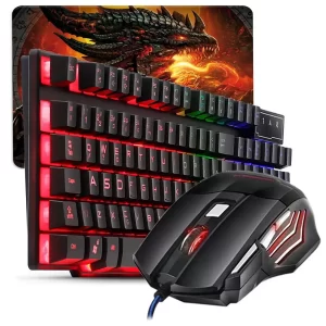 Kit Gamer Teclado Semi-Mecânico com Mouse RGB