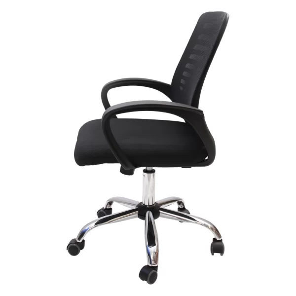 Cadeira Linha Escritório Giratória Office Arco Estofada Preta Tela Mesh Base Cromada Regulável Diretor Ribs - Imagem 2