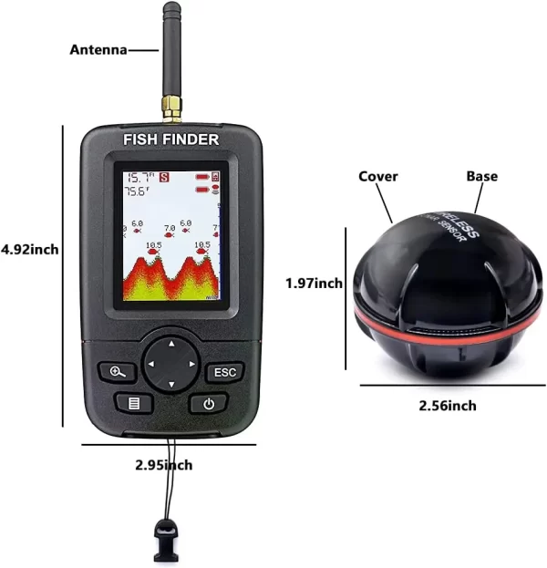 Sonar sem fio alerta de pesca localizador de peixes subaquático eco sounder detector de pesca portátil localizador de peixes - Imagem 5