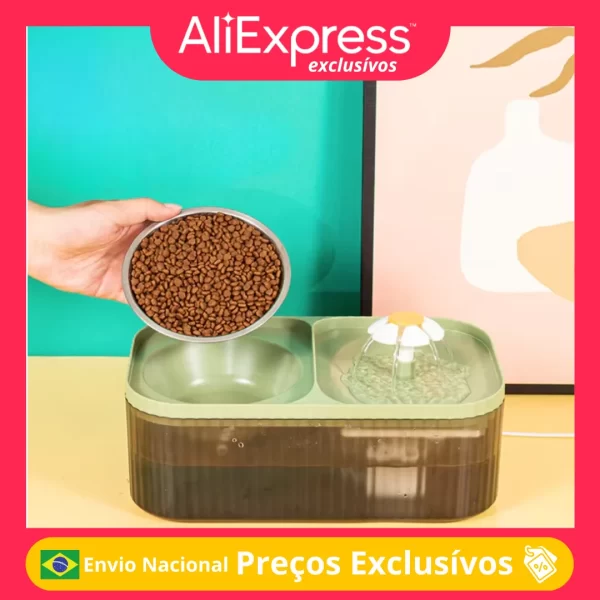Ultra-Quiet Automatic Cat Water Dispenser, 2 em 1, alimentador de fonte para Pet, cão alimentação tigela, recircular beber, filt