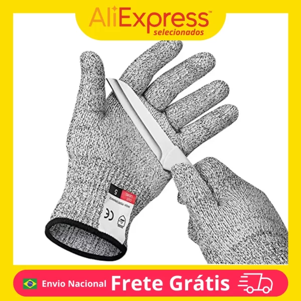 Luvas de Segurança Anti-Corte HPPE Nível 5 - Alta Resistência para Indústria, Cozinha e Jardinagem