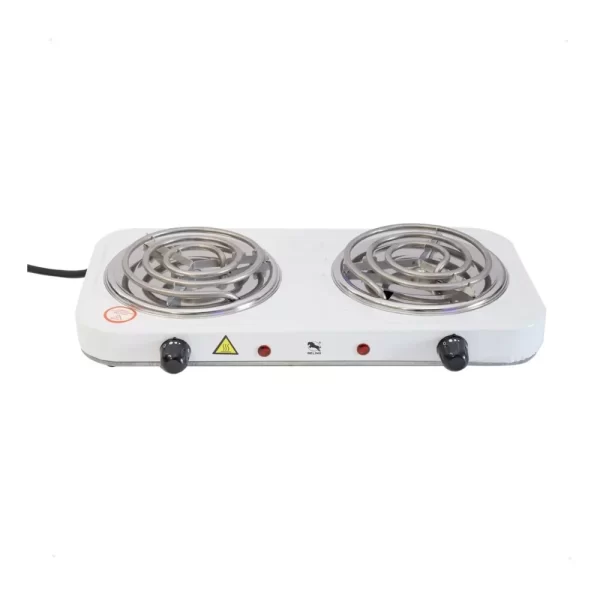 Fogão Eletrico Portatil Acendedor Espiral 2 Boca Camping Viagem Exterior Alumínio Preto Branco 110V - Imagem 4
