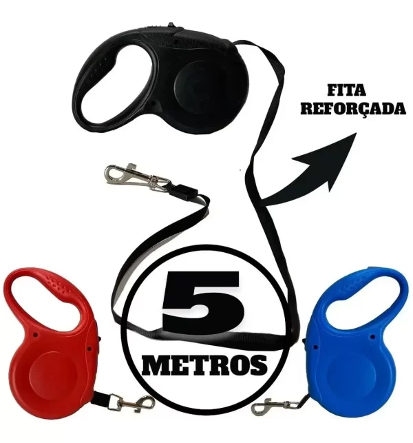 Coleira Guia Retrátil para Cachorros Pet com 5 Metros de Comprimento Ideal para Passeios Confortáveis e Seguros com Seu Amigo - Imagem 5