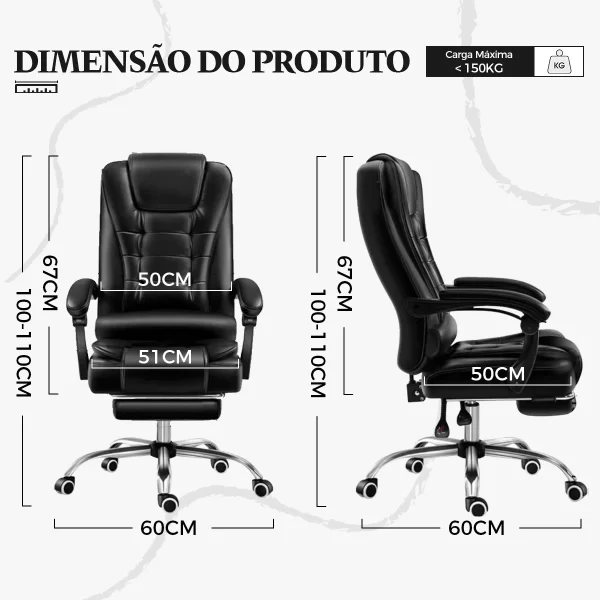 Cadeira De Escritorio Presidente Ergonomica Apoio Para Pés rosa - Imagem 2