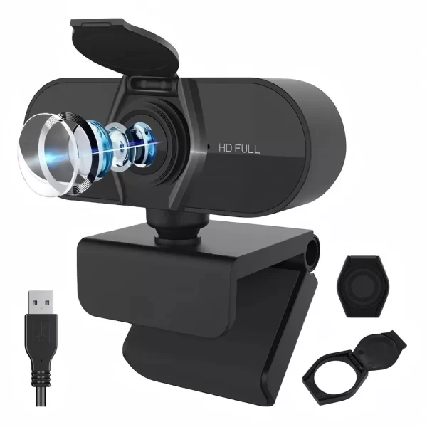 Webcam Full HD 1080p com Microfone Embutido - Widescreen USB, Ideal para Videoconferências e Chamadas Online