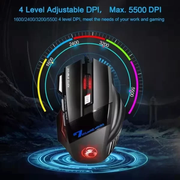 Mouse gamer para jogo computador 3200dpi com LED laser X7 USB Botões Profissional - Imagem 5