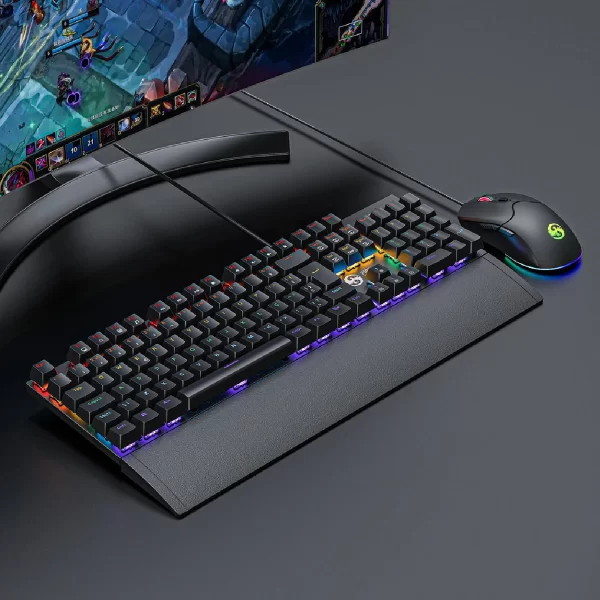 Kit Teclado E Mouse Mecânico Dpi 7200 Abnt2 Gamer Luz Led Rgb Switch Red Usb Mouse Pad Para Computador Pc Bk-06 - Imagem 4