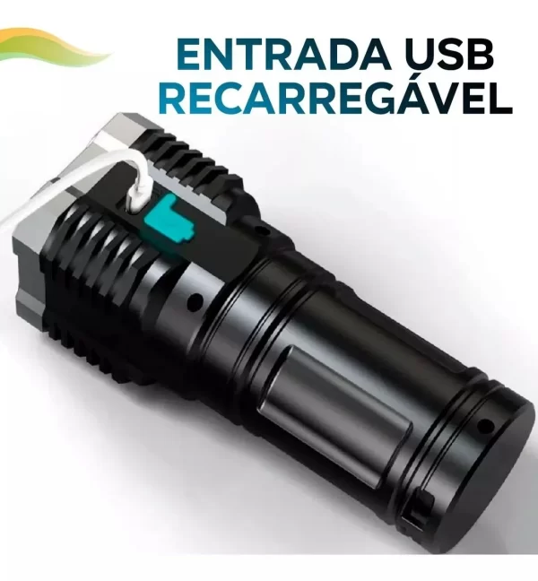 Lanterna LED Recarregável 4LED para Acampamento Visão Ampla Máxima Visibilidade e Confiabilidade Ideal para Atividades Noturnas - Imagem 4