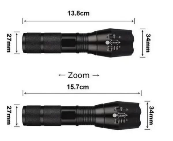 Lanterna Tática Militar X900 Profissional com Zoom Sinalizador Recarregável Luz Camping - Imagem 3