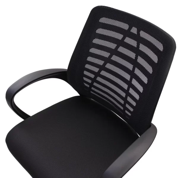 Cadeira Linha Escritório Giratória Office Arco Estofada Preta Tela Mesh Base Cromada Regulável Diretor Ribs - Imagem 5
