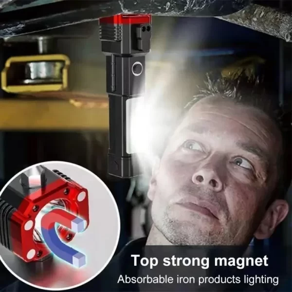 Lanterna Recarregável 4 em 1 Power Bank LED 3W Torch Alta Potência Portátil USB Multifuncional Emergência Camping - Imagem 6