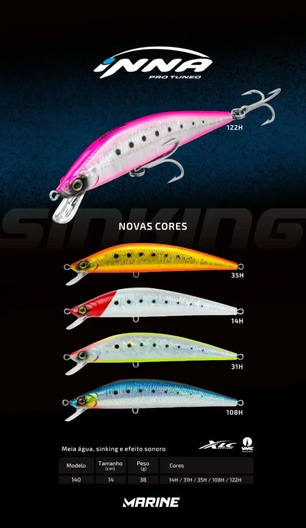 Kit 4 Iscas Marine Inna Pro 60 6g Tucunaré Robalo Traíra - Imagem 3