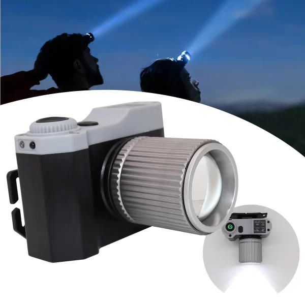 Lanterna De Cabeça Led Recarregável Modelo Câmera Zoom Wh818