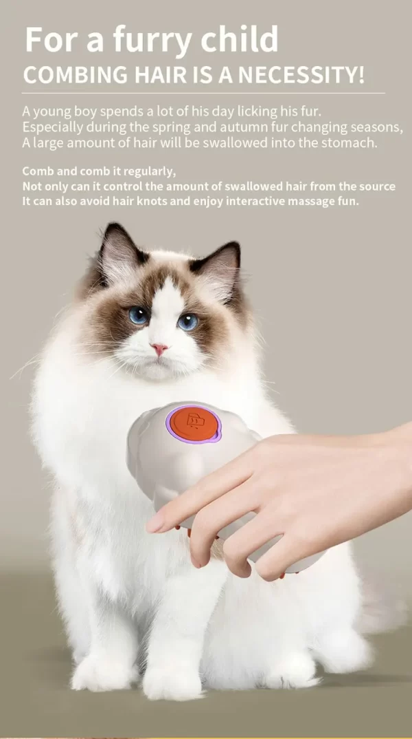 Escova De Limpeza Recarregável 3 em 1 Gatos Spray Integrado Ideal Banho Higiene Design Ergonômico Eficiente Mantém Pet Limpo - Imagem 5