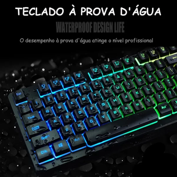 Kit Teclado USB Evolut RGB LED e Mouse Gamer 2400 DPI Iluminação Personalizada e Alta Precisão para sua Experiência de Jogo - Imagem 2