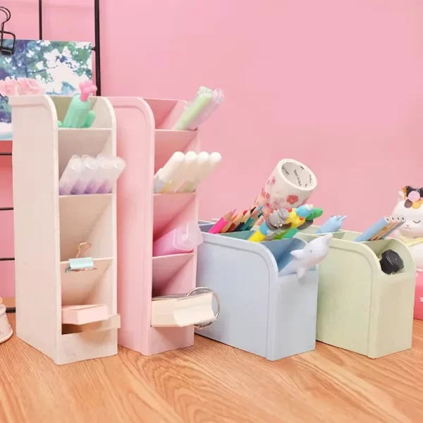 Suporte Caneta Multi-Camada Armazenamento Escova Cosmética Escritório Material Escolar Organizador Compacto Prático Versátil - Imagem 4
