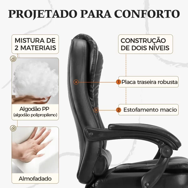 Cadeira De Escritorio Presidente Ergonomica Apoio Para Pés rosa - Imagem 5