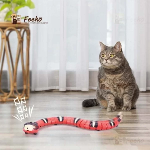 Cobra Elétrica Para Gatos Brinquedo Pet Sensor Inteligente Caça Interativos Animais De Estimação Recarregável Realista - Imagem 5