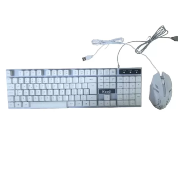 Kit Teclado e Mouse Gamer KEEDI-TEC800 Iluminação LED Branco USB ABNT2 Teclado Membrana Mouse Ergonômico PC Computador Notebook - Imagem 3