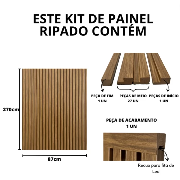 Cabeceira modulada para cama ripada em MDF de 90 cm alt por 87 cm larg fácil instalação - Imagem 5