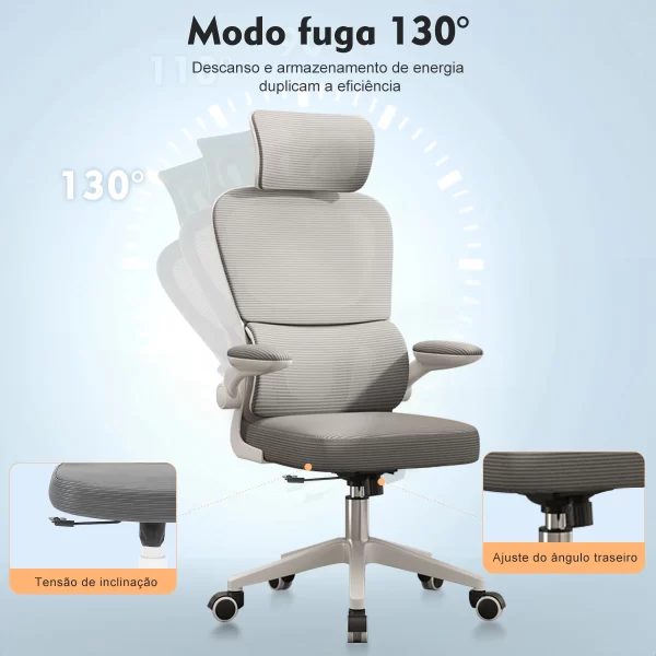Cadeira para jogos ou escritório com almofada lombar e cervical, ergonômica, ajustável em altura e reclinável,Envio do Brasil - Imagem 3
