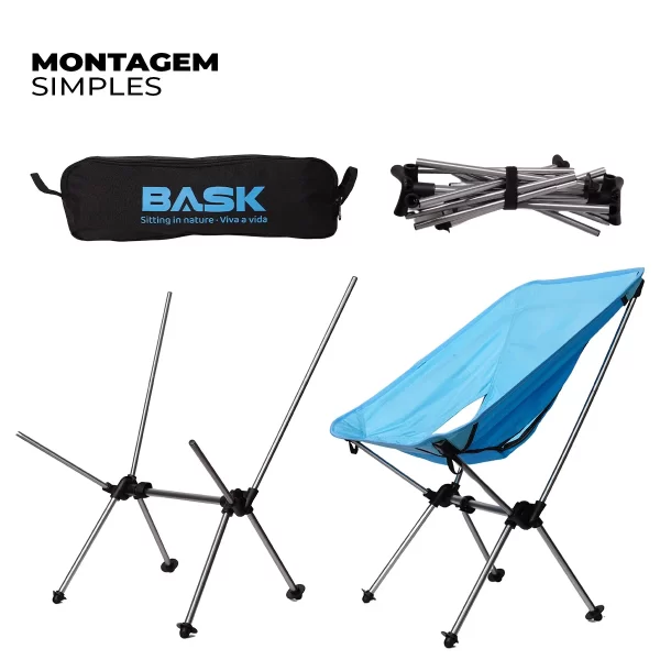 Cadeira BASK Portátil Extra Grande em Alumínio – Leve, Confortável, Dobrável e Resistente p/ Camping, Pesca, Praia e Lazer150kg - Imagem 5
