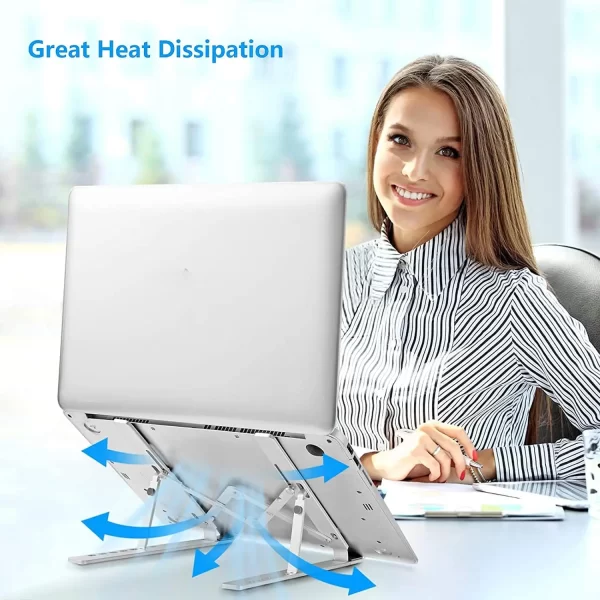 Suporte para Notebook Ajustável Mesa a Tablet Aluminio Metal Dobrável Laptop até 17 Polegadas Resistente - Imagem 4