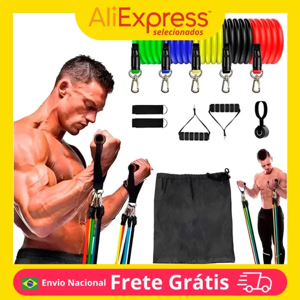 Kit Elástico Extensor para Treino Funcional em Casa