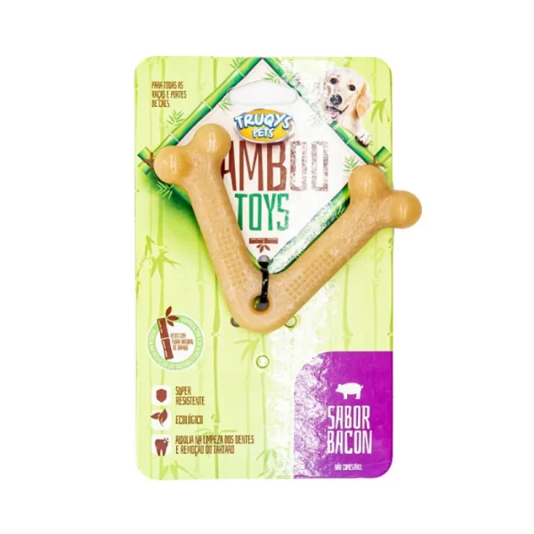 Brinquedo Osso Bamboo Sabor Bacon Letras V, Y, I Pequeno Para Cachorros - Imagem 5