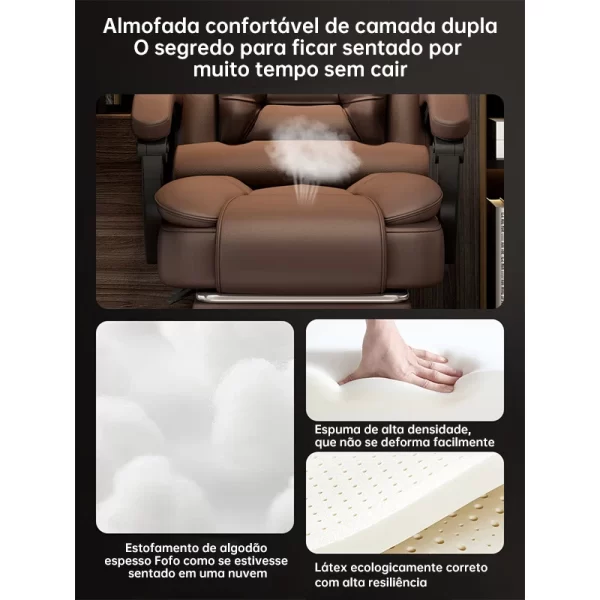 Cadeira de escritório presidente, cadeira de home office com apoio para os pés e encosto ajustável（marrom） - Imagem 6
