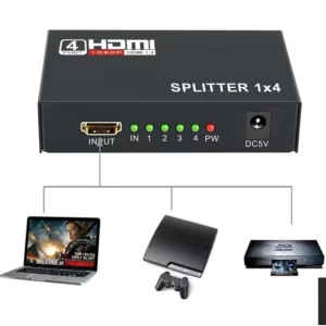 Splitter Distribuidor HDMI 1x4 Divisor Full HD 1080p Versão 1.4 3D Alta Definição Compatível com TV Monitor Projetor Console