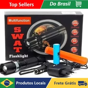 Lanterna Tática Led Swat 608 Profissional Recarregável