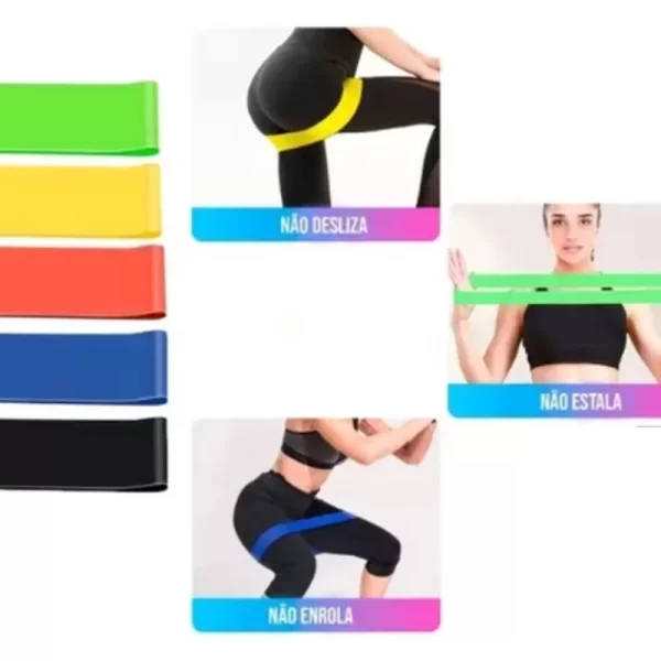 Kit 5 Faixas elásticas Thera Mini Band Fisioterapia Multifuncional Crossfit - Imagem 5