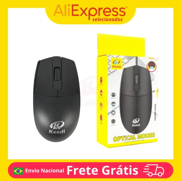 Mouse Com Fio Ergonômico Usb Keedi Mou900 1200Dpi Computador Notebook Pc Trabalho Escritório Silencioso Confortável Barato e Bom