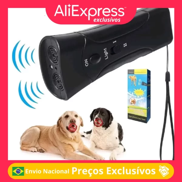 Ultrasonic Pet Dog Repeller Anti Barking Stop Bark Training Device Dog Training Repelentes Portátil Remoto De Bateria Treinado