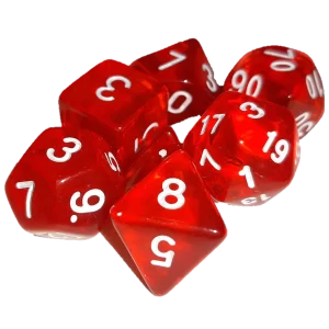 Jogo Dados 7 Peças Kit Dungeons And Dragons Rpg Vermelho