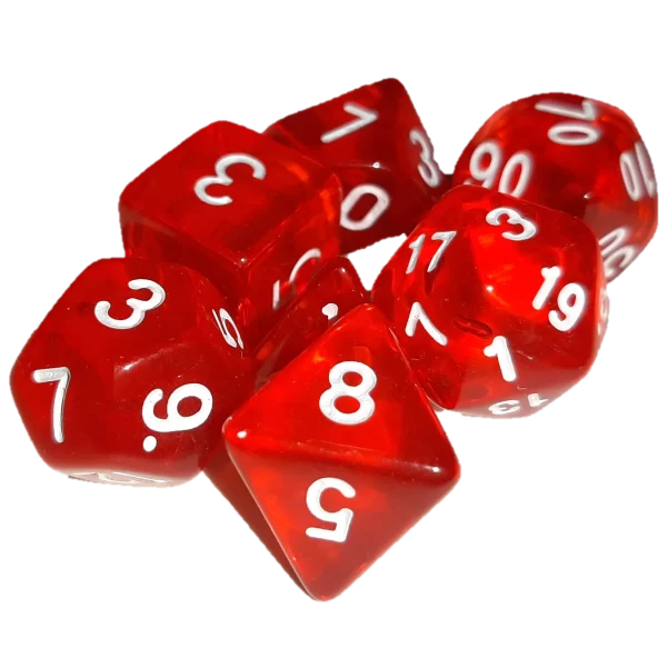 Jogo Dados 7 Peças Kit Dungeons And Dragons Rpg Vermelho
