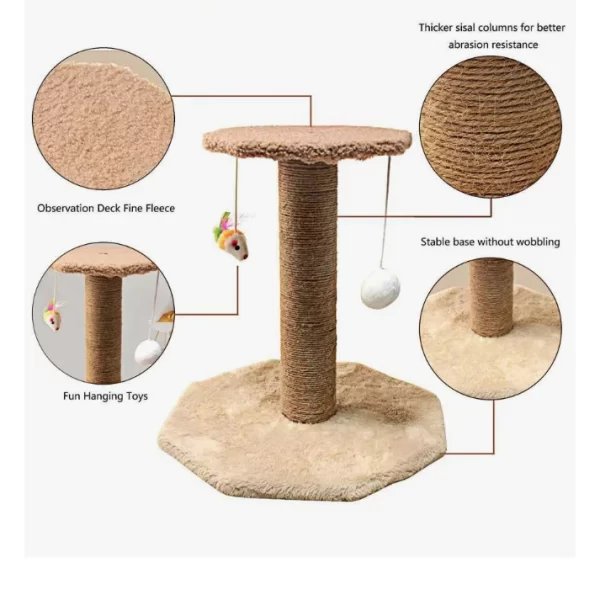 Arranhador Para Gatos Escalador Poste com Brinquedo Gato Duplo Exclusivo Cor Bege(23-19) - Imagem 4