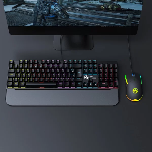 Kit Teclado E Mouse Mecânico Gamer Abnt2 Led Rgb Switch Blue Usb 3200 Dpi Mouse Pad Para Computador Pc Ps4 BK-03 - Imagem 5