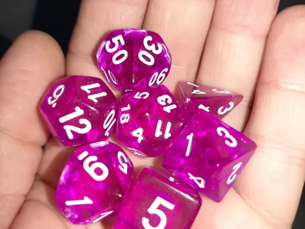 Jogo Dados 7 Peças Kit Dungeons And Dragons Rpg Rosa - Imagem 3