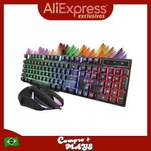 Kit Teclado e Mouse Gamer RGB Semi Mecânico M300
