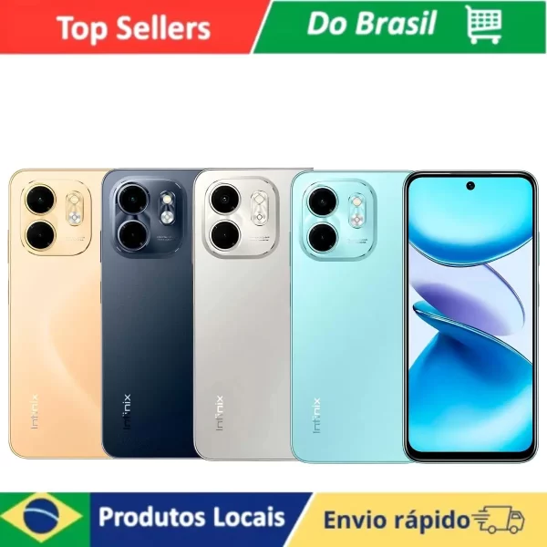 Smartphone Infinix Smart 9 -128GB 4RAM 4G Dourado Tela 6,6" HD+ Bateria 5000mAh