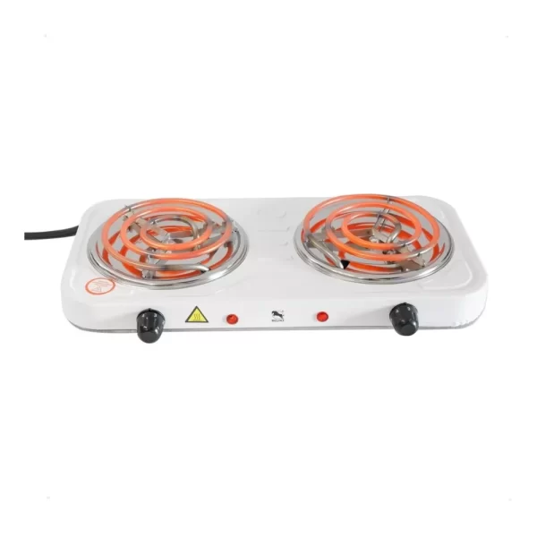 Fogão Eletrico Portatil Acendedor Espiral 2 Boca Camping Viagem Exterior Alumínio Preto Branco 110V - Imagem 5