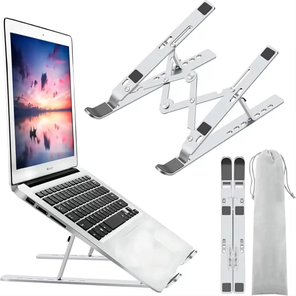 Suporte para Notebook Ajustável Mesa a Tablet Aluminio Metal Dobrável Laptop até 17 Polegadas Resistente - Imagem 3