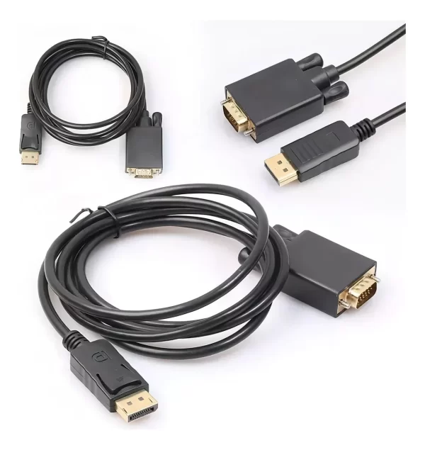 Cabo DisplayPort VGA Full HD Adaptador Plug Play Notebook PC Monitor Projetor ATI HDTVs Setup Desktop Apresentações Multi Tela - Imagem 5