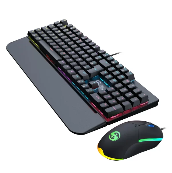 Kit Teclado E Mouse Mecânico Gamer Abnt2 Led Rgb Switch Blue Usb 3200 Dpi Mouse Pad Para Computador Pc Ps4 BK-03 - Imagem 2