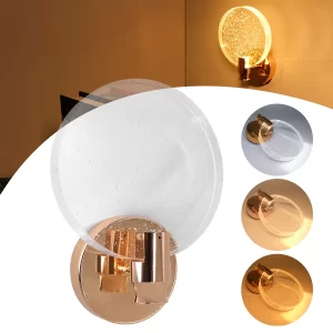 Arandela Cristal Dourada Redonda Moderna para Cabeceira