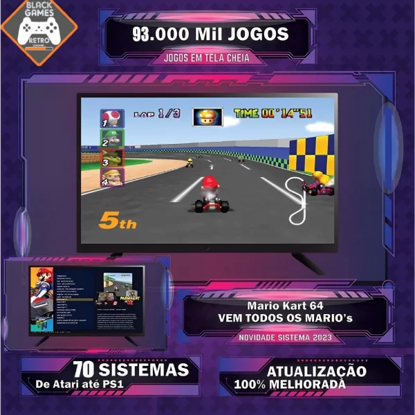 Vídeo Game Retro 2024 140.000 Mil Jogos Clássicos 128gb Com 2 Controles Sem Fio - Imagem 3