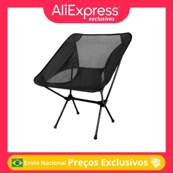 Cadeira Dobrável Portátil Camping Praia Pesca Viagem Acampamento Pescaria Jardim Churrasco Lazer Suporta Peso 140kg Leve